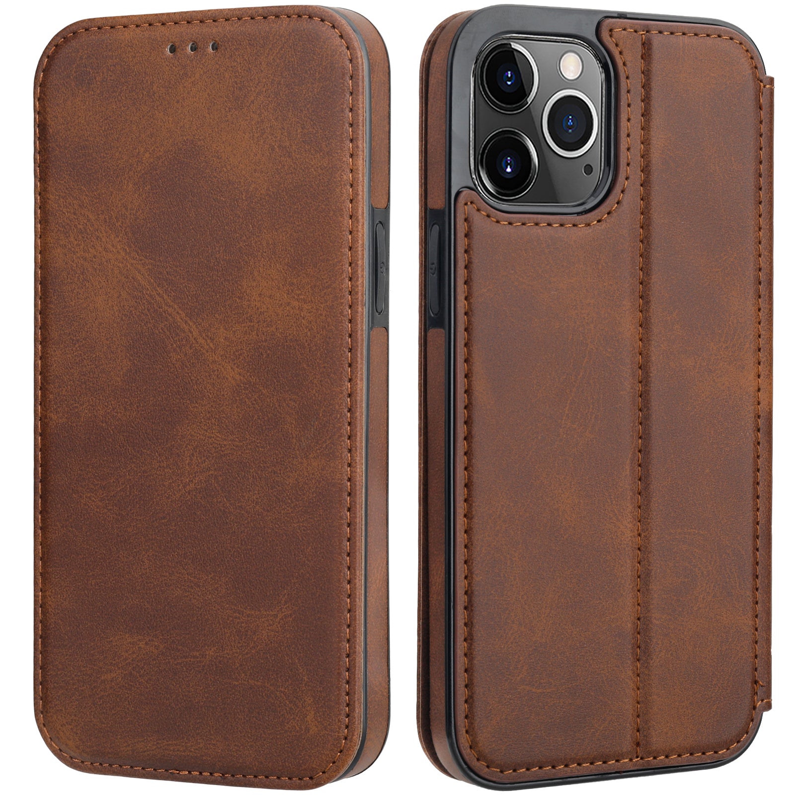 UnCase™ Compatible with iPhone 13 Pro Max Case - Wallet Case with PU  Leather Card Holder Flip Cover for iPhone 13 Pro Max 6.7 inch - Brown