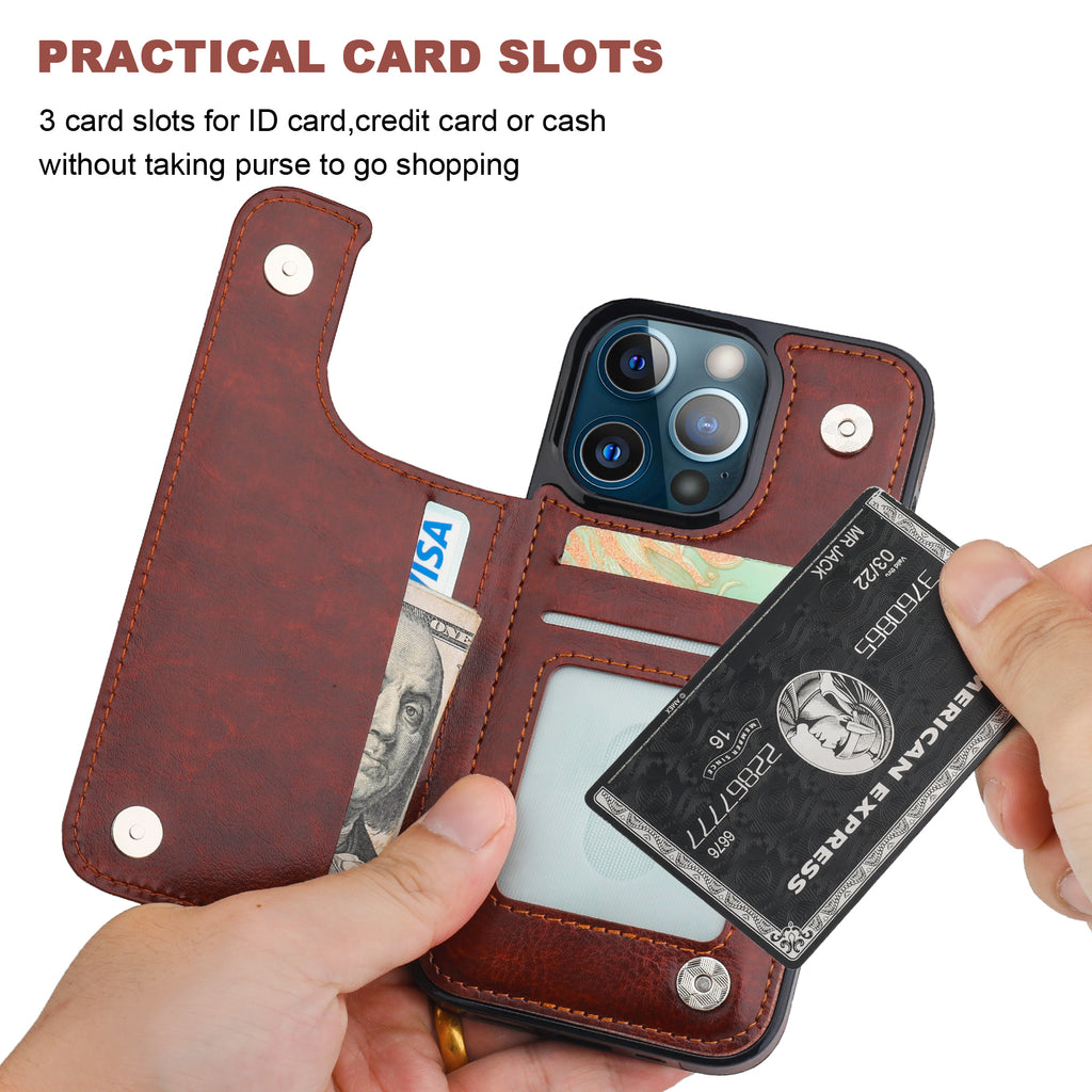 For iPhone 13 pro max Case Wallet Credit Card slot holder PU Leather back  Cover