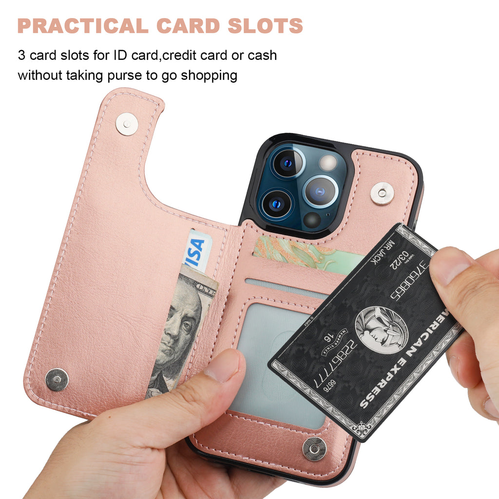 For iPhone 13 pro max Case Wallet Credit Card slot holder PU Leather back  Cover